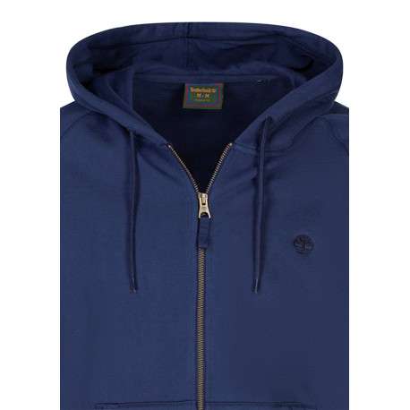 Sweat zippé en coton bleu à coupe droite pourvu d'un col à capuche - Image 3