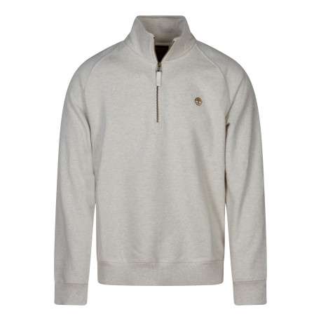 Sweat en coton beige à coupe droite pourvu d'un col camionneur