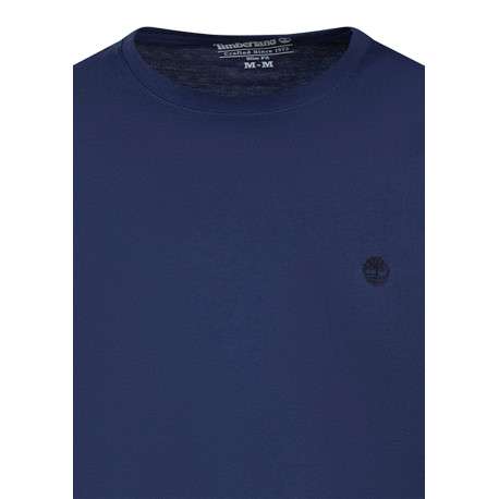 T-shirt en coton bleu à coupe droite pourvu d'un col rond et de manches longues - Image 3