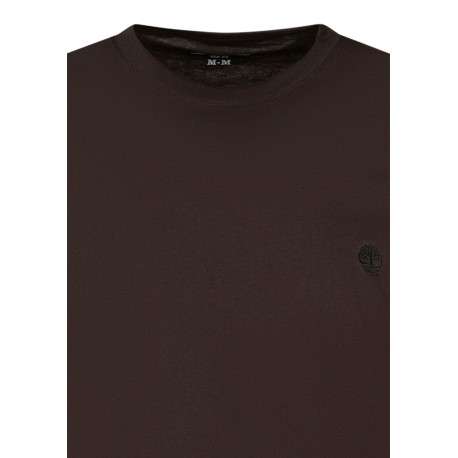 T-shirt en coton marron à coupe droite pourvu de manches courtes - Image 3