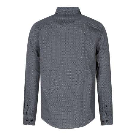 Chemise en coton marine et blanc à coupe droite pourvue d'un col à revers - Image 2
