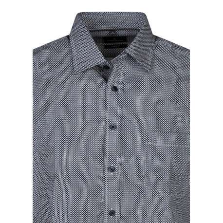 Chemise en coton marine et blanc à coupe droite pourvue d'un col à revers - Image 3