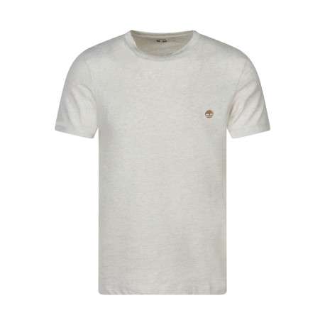 T-shirt en coton beige à coupe droite pourvu de manches courtes