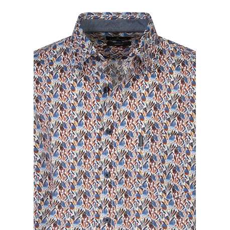 Chemise en coton multicolore à coupe droite pourvue d'un col à revers - Image 3