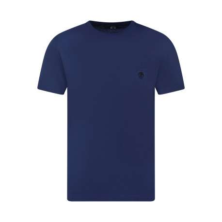 T-shirt en coton bleu à coupe droite pourvu de manches courtes