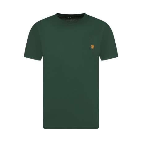 T-shirt en coton vert à coupe droite pourvu de manches courtes