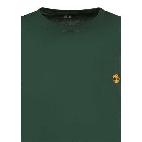 T-shirt en coton vert à coupe droite pourvu de manches courtes - Image 3