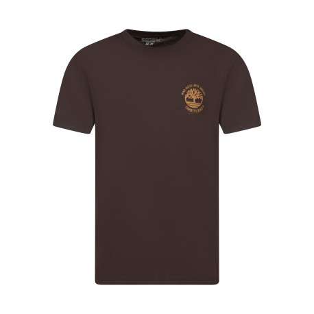T-shirt en coton marron à coupe droite pourvu de manches courtes