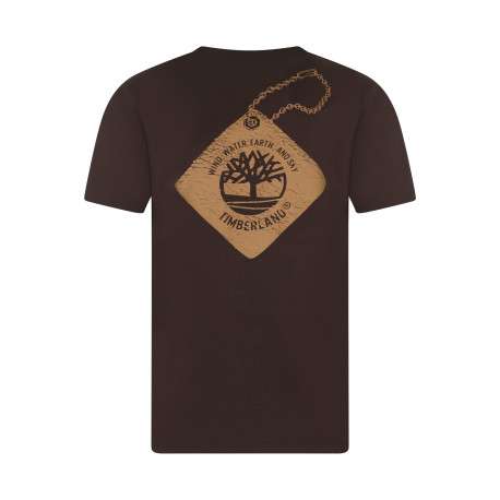 T-shirt en coton marron à coupe droite pourvu de manches courtes - Image 2