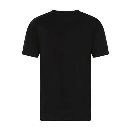 T-shirt noir en coton orné d'un imprimé abstrait sur la poitrine à coupe droite - Image 2