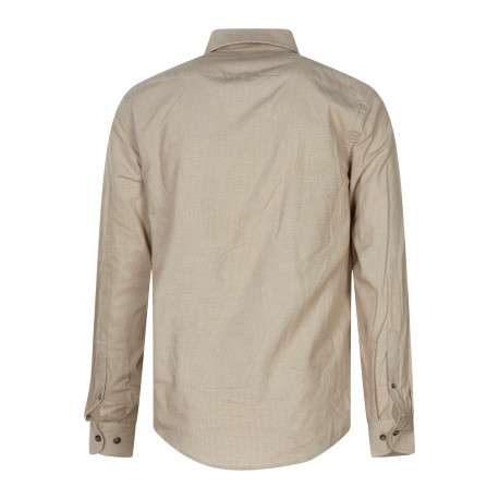 Chemise en coton beige à coupe droite pourvue d'un col boutonné - Image 2
