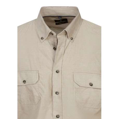 Chemise en coton beige à coupe droite pourvue d'un col boutonné - Image 3