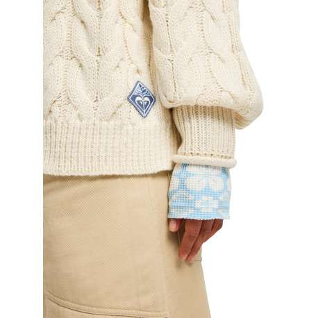 Pull écru coupe ample pourvu d'un col roulé et de manches longues - Image 3