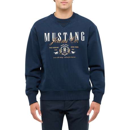Sweat en coton marine pourvu d'une coupe droite et d'un col rond - Image 3