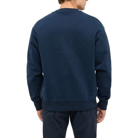 Sweat en coton marine pourvu d'une coupe droite et d'un col rond - Image 4