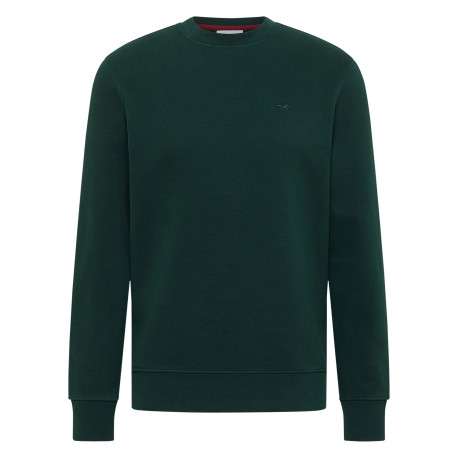 Sweat en coton mélangé vert à coupe droite pourvu d'un col rond