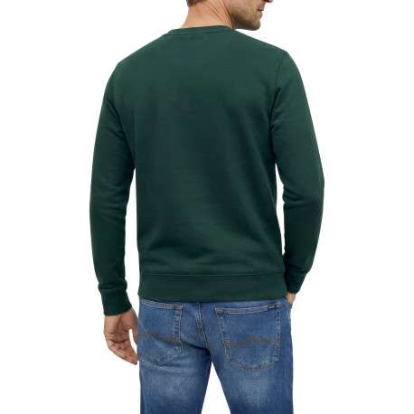 Sweat en coton mélangé vert à coupe droite pourvu d'un col rond - Image 3