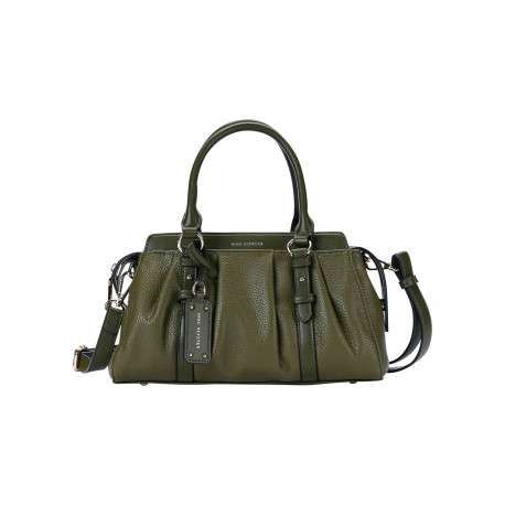 Sac à main kaki en simili-cuir grainé à double anse avec détails métalliques
