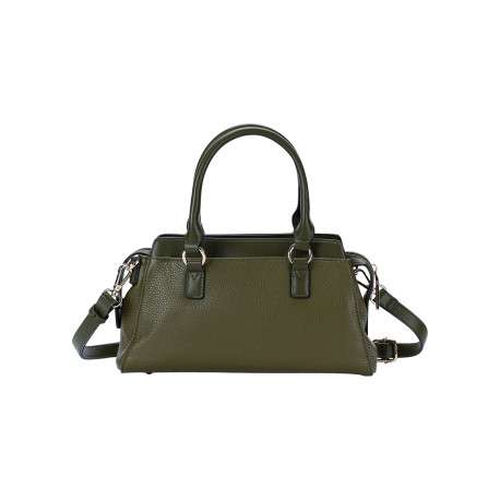Sac à main kaki en simili-cuir grainé à double anse avec détails métalliques - Image 2