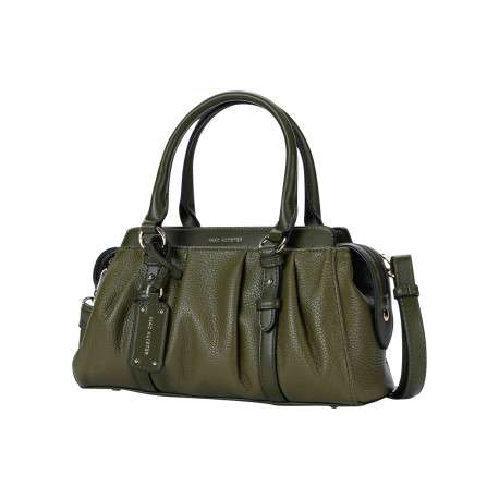 Sac à main kaki en simili-cuir grainé à double anse avec détails métalliques - Image 3