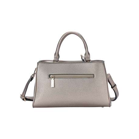 Sac à main métallisé bronze en simili-cuir grainé avec cadenas décoratif - Image 2