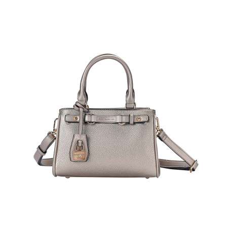 Mini sac à main bronze en simili-cuir grainé orné d'un cadenas décoratif