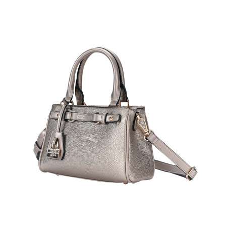 Mini sac à main bronze en simili-cuir grainé orné d'un cadenas décoratif - Image 3