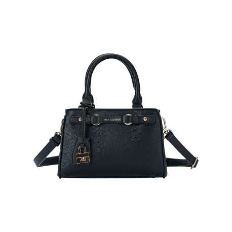 Mini sac à main noir en simili-cuir grainé avec un cadenas décoratif