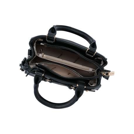 Mini sac à main noir en simili-cuir grainé avec un cadenas décoratif - Image 4