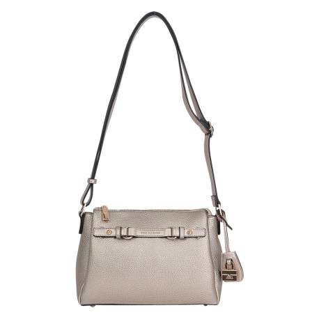 Sac à bandoulière métallisé bronze doté d'une bride frontale décorative