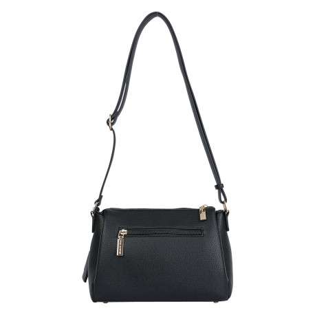 Sac à bandoulière noir doté d'une bride frontale décorative et un cadenas doré - Image 2