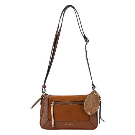 Sac à bandoulière camel à poche zippée et mini pochette amovible