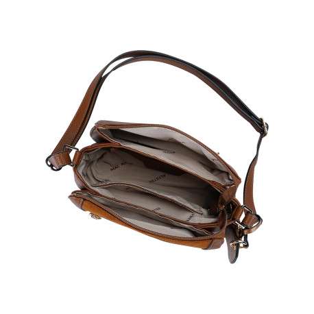 Sac à bandoulière camel à poche zippée et mini pochette amovible - Image 4