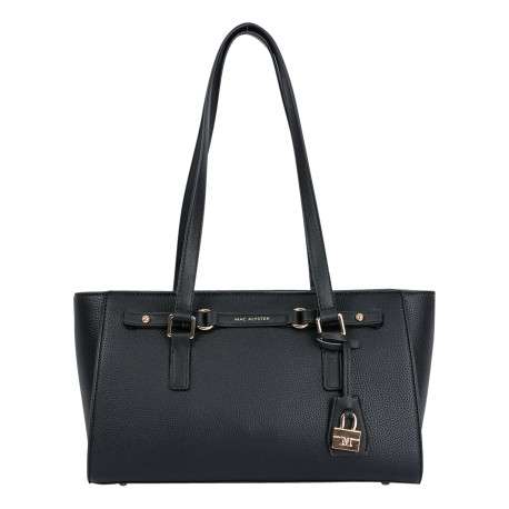 Sac à main porté épaule noir en simili-cuir grainé avec grandes anses et cadenas