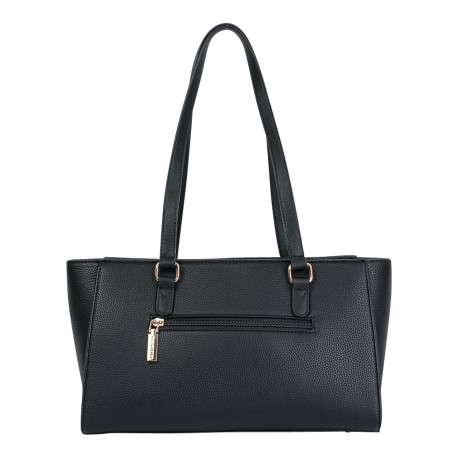Sac à main porté épaule noir en simili-cuir grainé avec grandes anses et cadenas - Image 2
