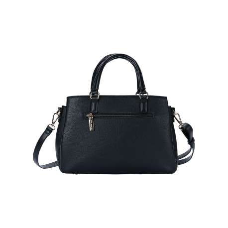 Sac à main noir en simili-cuir grainé à double anse et détails dorés - Image 2