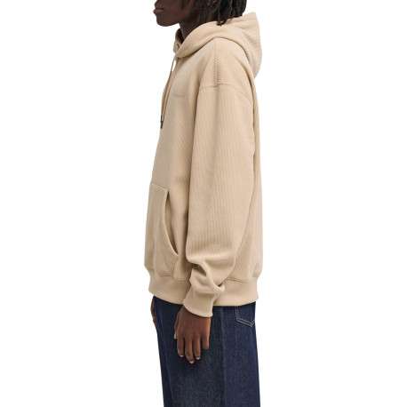 Sweat beige à coupe droite pourvu d'un col à capuche et de manches longues - Image 4