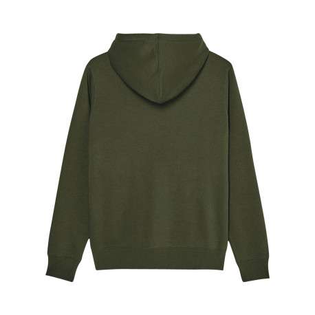 Sweat en coton mélangé vert à coupe droite pourvu d'un col à capuche - Image 2