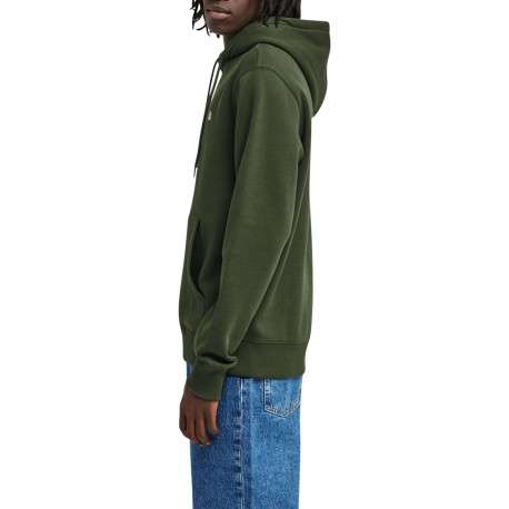 Sweat en coton mélangé vert à coupe droite pourvu d'un col à capuche - Image 4