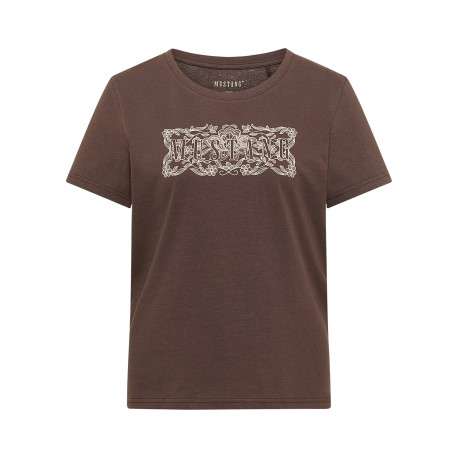 T-shirt Alma en coton marron à coupe droite pourvu d'un col rond