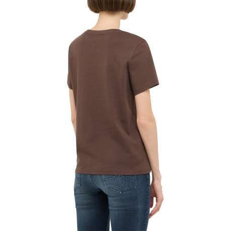 T-shirt Alma en coton marron à coupe droite pourvu d'un col rond - Image 4