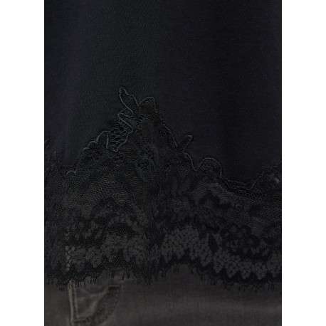 T-shirt Floris noir à coupe droite pourvu d'un col rond et de manches courtes - Image 2