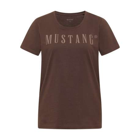 T-shirt Alma en coton marron à coupe droite pourvu d'un col rond