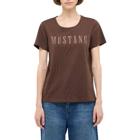 T-shirt Alma en coton marron à coupe droite pourvu d'un col rond - Image 3