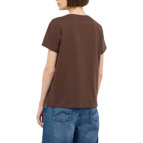 T-shirt Alma en coton marron à coupe droite pourvu d'un col rond - Image 4
