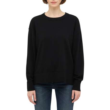 Pull Marianna noir pourvu d'une coupe droite et de manches longues - Image 2