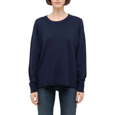 Pull Marianna marine à coupe droite pourvu de manches longues - Image 2