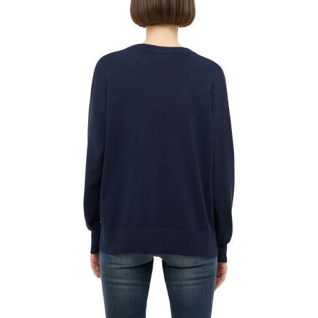 Pull Marianna marine à coupe droite pourvu de manches longues - Image 3