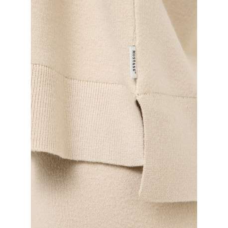 Pull Iva beige à coupe droite pourvu d'un col à capuche et de manches longues - Image 2