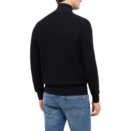 Gilet en coton noir pourvu d'une coupe droite et d'un col montant - Image 4